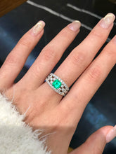 Load image into Gallery viewer, LUOWEND 18K White Gold Natural Emerald Ring for Women
