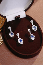 Load image into Gallery viewer, LUOWEND 18K White Gold Real Natural Diamond Natural Sapphire Earrings for Women
