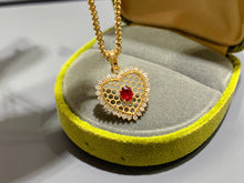 Load image into Gallery viewer, LUOWEND 18K Yellow Gold Natural Ruby Pendant for Women
