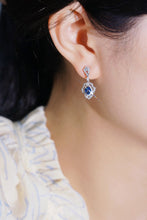 Load image into Gallery viewer, LUOWEND 18K White Gold Real Natural Diamond Natural Sapphire Earrings for Women
