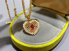 Load image into Gallery viewer, LUOWEND 18K Yellow Gold Natural Ruby Pendant for Women
