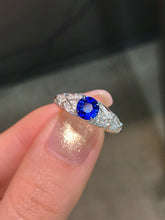 Load image into Gallery viewer, LUOWEND 18K White Gold Natural Sapphire Ring for Women
