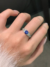Load image into Gallery viewer, LUOWEND 18K White Gold Natural Sapphire Ring for Women
