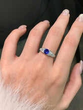 Load image into Gallery viewer, LUOWEND 18K White Gold Natural Sapphire Ring for Women
