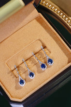 Load image into Gallery viewer, LUOWEND 18K White Gold Real Natural Diamond Natural Sapphire Earrings for Women
