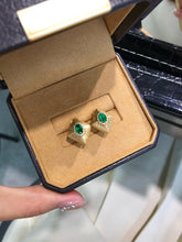 Load image into Gallery viewer, LUOWEND 18K Yellow Gold Natural Emerald Earrings for Women
