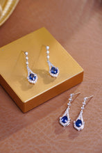 Load image into Gallery viewer, LUOWEND 18K White Gold Real Natural Diamond Natural Sapphire Earrings for Women
