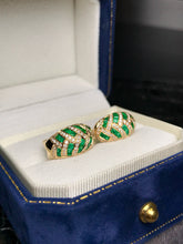 Load image into Gallery viewer, LUOWEND 18K Yellow Gold Natural Emerald Earrings for Women
