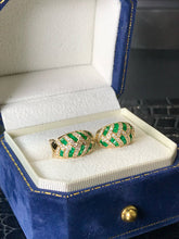 Load image into Gallery viewer, LUOWEND 18K Yellow Gold Natural Emerald Earrings for Women
