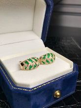 Load image into Gallery viewer, LUOWEND 18K Yellow Gold Natural Emerald Earrings for Women

