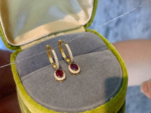 Load image into Gallery viewer, LUOWEND 18K Yellow Gold Natural Ruby Earrings for Women
