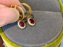 Load image into Gallery viewer, LUOWEND 18K Yellow Gold Natural Ruby Earrings for Women

