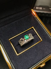 Load image into Gallery viewer, LUOWEND 18K White Gold Natural Emerald Ring for Women
