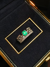 Load image into Gallery viewer, LUOWEND 18K White Gold Natural Emerald Ring for Women

