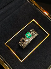 Load image into Gallery viewer, LUOWEND 18K White Gold Natural Emerald Ring for Women
