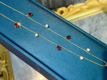 Load image into Gallery viewer, LUOWEND 18K Yellow Gold Natural Ruby Necklace for Women
