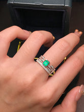 Load image into Gallery viewer, LUOWEND 18K White Gold Natural Emerald Ring for Women
