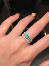 Load image into Gallery viewer, LUOWEND 18K White Gold Natural Emerald Ring for Women
