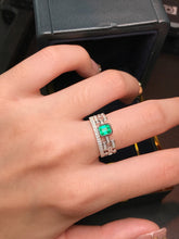 Load image into Gallery viewer, LUOWEND 18K White Gold Natural Emerald Ring for Women
