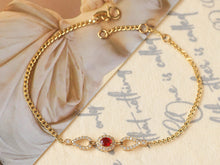 Load image into Gallery viewer, LUOWEND 18K Yellow Gold Natural Ruby Bracelet for Women

