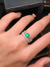 Load image into Gallery viewer, LUOWEND 18K White Gold Natural Emerald Ring for Women
