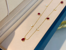 Load image into Gallery viewer, LUOWEND 18K Yellow Gold Natural Ruby Necklace for Women
