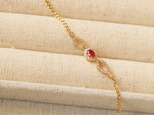 Load image into Gallery viewer, LUOWEND 18K Yellow Gold Natural Ruby Bracelet for Women
