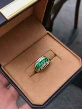 Load image into Gallery viewer, LUOWEND 18K Yellow Gold Natural Emerald Ring for Women
