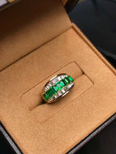 Load image into Gallery viewer, LUOWEND 18K Yellow Gold Natural Emerald Ring for Women
