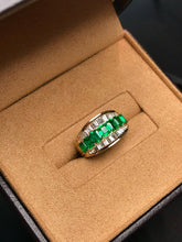 Load image into Gallery viewer, LUOWEND 18K Yellow Gold Natural Emerald Ring for Women
