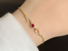 Load image into Gallery viewer, LUOWEND 18K Yellow Gold Natural Ruby Bracelet for Women
