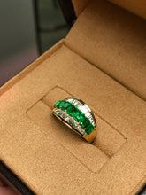Load image into Gallery viewer, LUOWEND 18K Yellow Gold Natural Emerald Ring for Women
