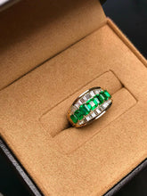 Load image into Gallery viewer, LUOWEND 18K Yellow Gold Natural Emerald Ring for Women
