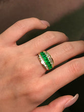 Load image into Gallery viewer, LUOWEND 18K Yellow Gold Natural Emerald Ring for Women
