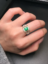 Load image into Gallery viewer, LUOWEND 18K Yellow Gold Natural Emerald Ring for Women
