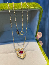 Load image into Gallery viewer, LUOWEND 18K Yellow Gold Natural Ruby Necklace for Women
