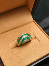 Load image into Gallery viewer, LUOWEND 18K Yellow Gold Natural Emerald Ring for Women
