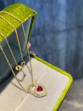Load image into Gallery viewer, LUOWEND 18K Yellow Gold Natural Ruby Necklace for Women
