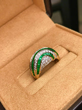 Load image into Gallery viewer, LUOWEND 18K Yellow Gold Natural Emerald Ring for Women
