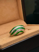 Load image into Gallery viewer, LUOWEND 18K Yellow Gold Natural Emerald Ring for Women
