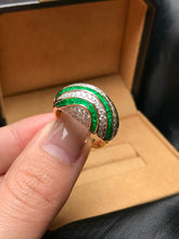 Load image into Gallery viewer, LUOWEND 18K Yellow Gold Natural Emerald Ring for Women
