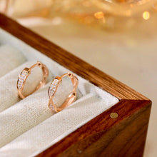 Load image into Gallery viewer, LUOWEND 18K Rose Gold Real Natural Diamond Hoop Earring for Women
