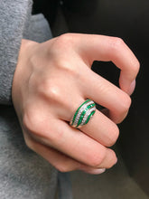 Load image into Gallery viewer, LUOWEND 18K Yellow Gold Natural Emerald Ring for Women
