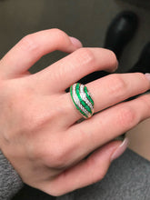 Load image into Gallery viewer, LUOWEND 18K Yellow Gold Natural Emerald Ring for Women
