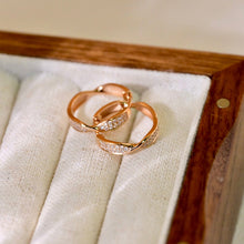 Load image into Gallery viewer, LUOWEND 18K Rose Gold Real Natural Diamond Hoop Earring for Women

