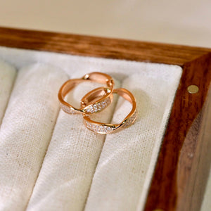 LUOWEND 18K Rose Gold Real Natural Diamond Hoop Earring for Women