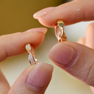LUOWEND 18K Rose Gold Real Natural Diamond Hoop Earring for Women