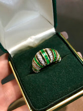 Load image into Gallery viewer, LUOWEND 18K Yellow Gold Natural Emerald Ring for Women
