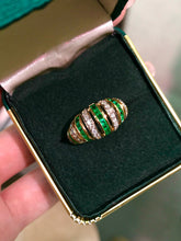 Load image into Gallery viewer, LUOWEND 18K Yellow Gold Natural Emerald Ring for Women
