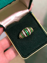Load image into Gallery viewer, LUOWEND 18K Yellow Gold Natural Emerald Ring for Women
